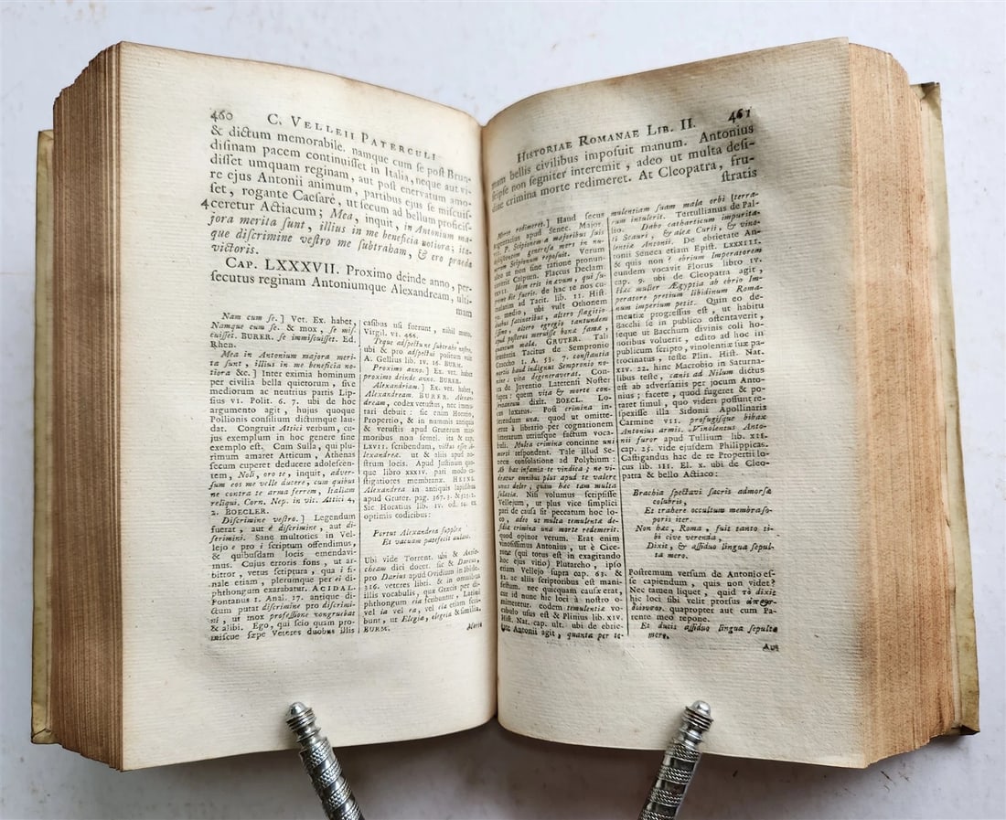 1756 ROMAN HISTORY by V. Paterculi antique VELLUM PRIZE BINDING w/ COAT OF ARMS - 12