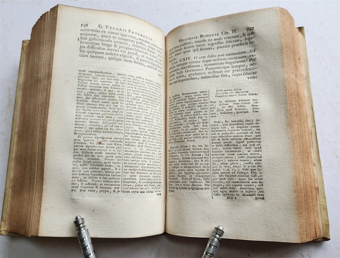 1756 ROMAN HISTORY by V. Paterculi antique VELLUM PRIZE BINDING w/ COAT OF ARMS - 13