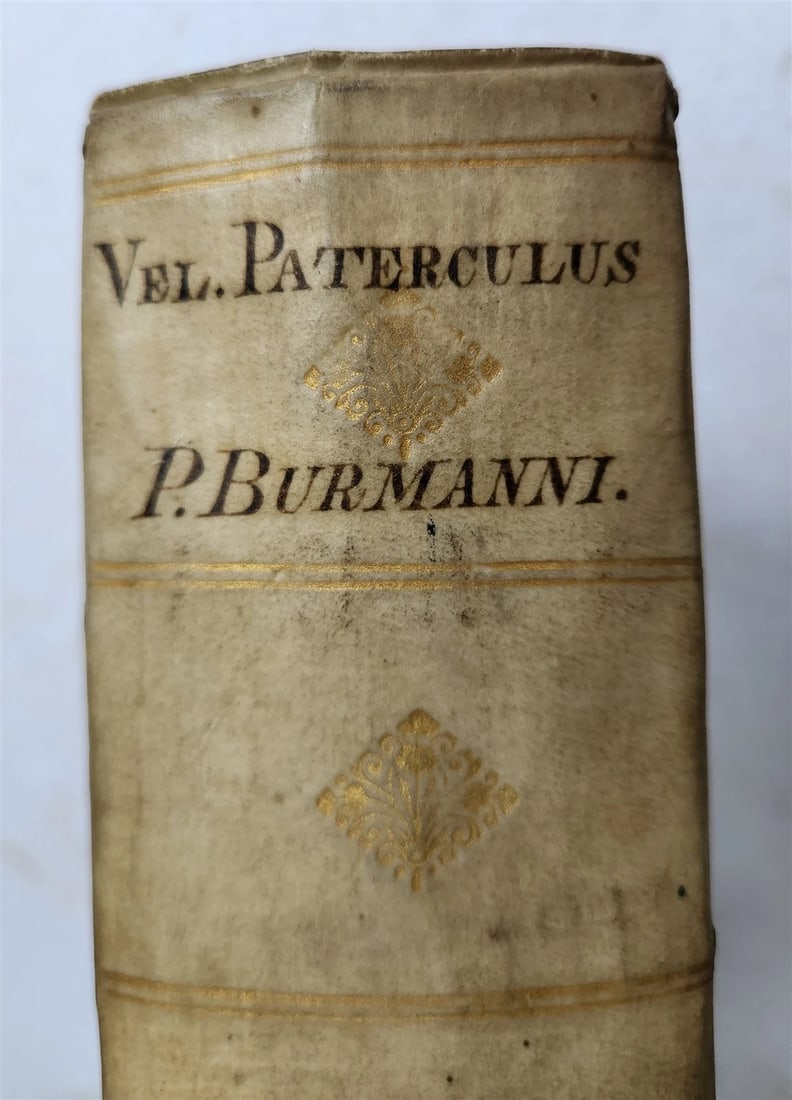 1756 ROMAN HISTORY by V. Paterculi antique VELLUM PRIZE BINDING w/ COAT OF ARMS - 14