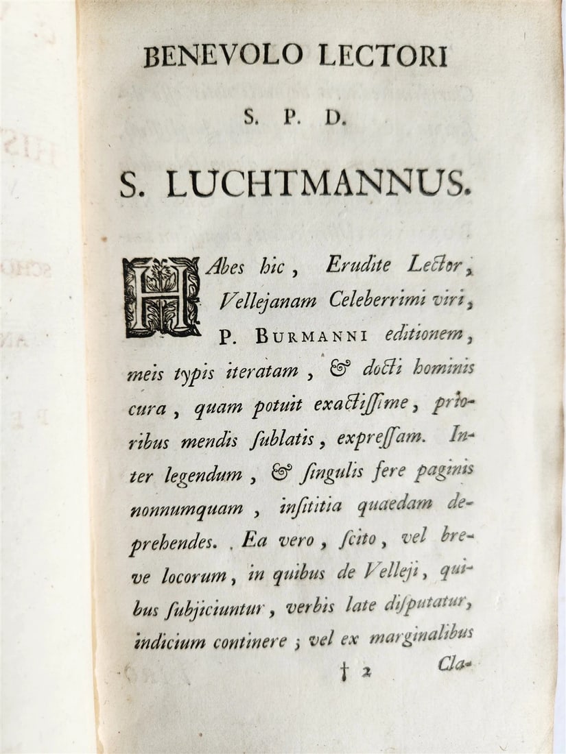 1756 ROMAN HISTORY by V. Paterculi antique VELLUM PRIZE BINDING w/ COAT OF ARMS - 7