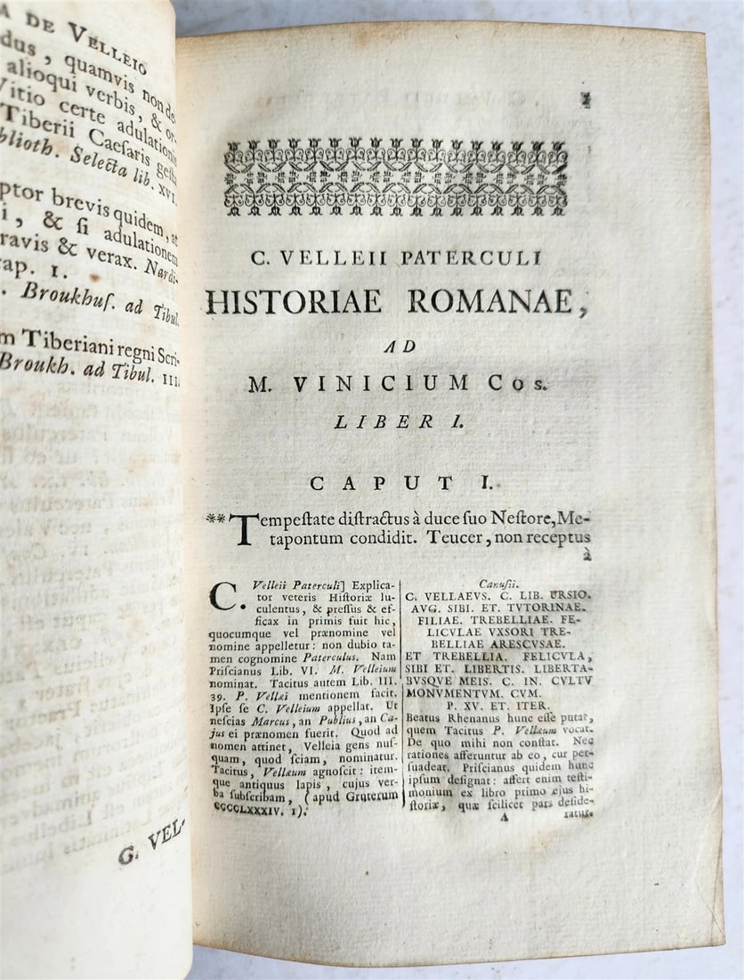 1756 ROMAN HISTORY by V. Paterculi antique VELLUM PRIZE BINDING w/ COAT OF ARMS - 8