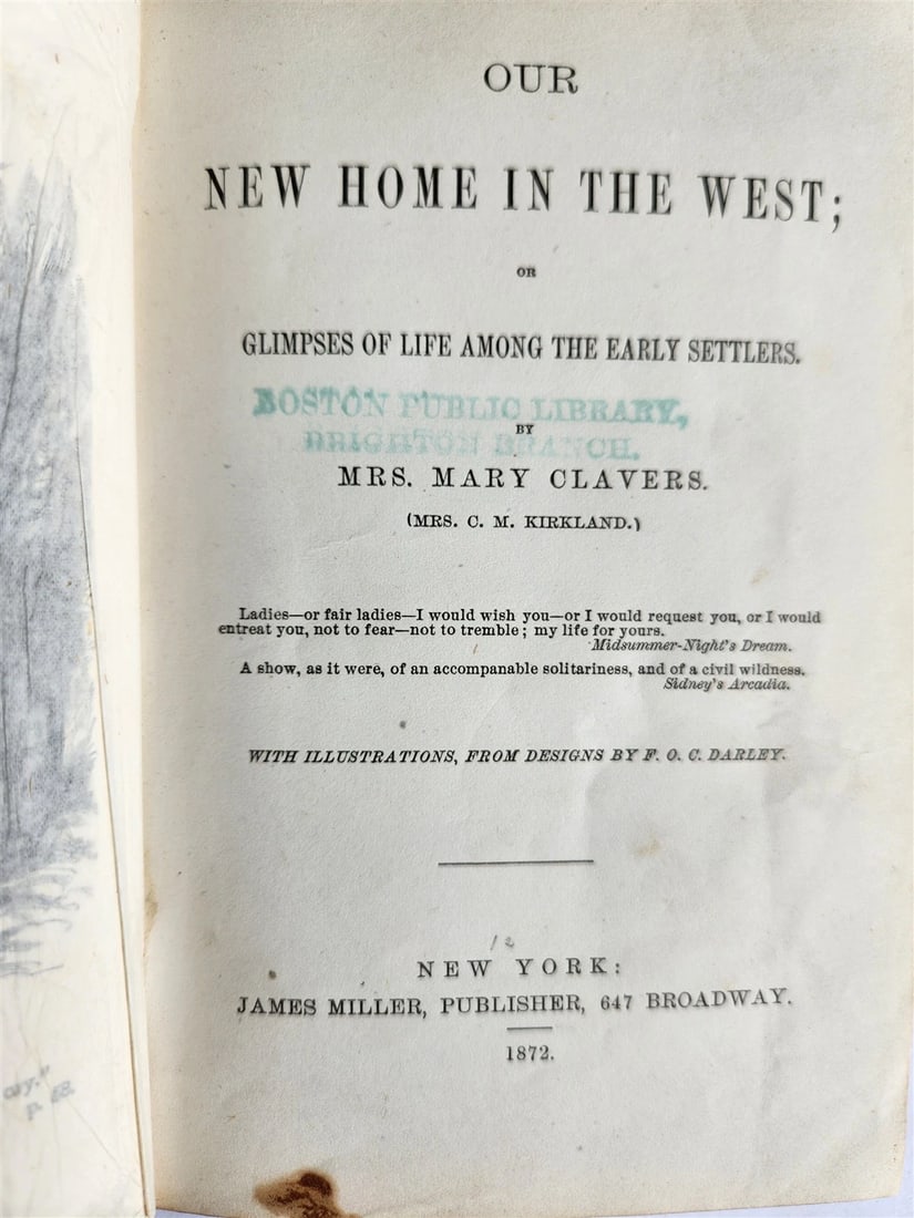 1872 Our New Home in The West By Mrs. Mary Clavers ANTIQUE Americana - 2