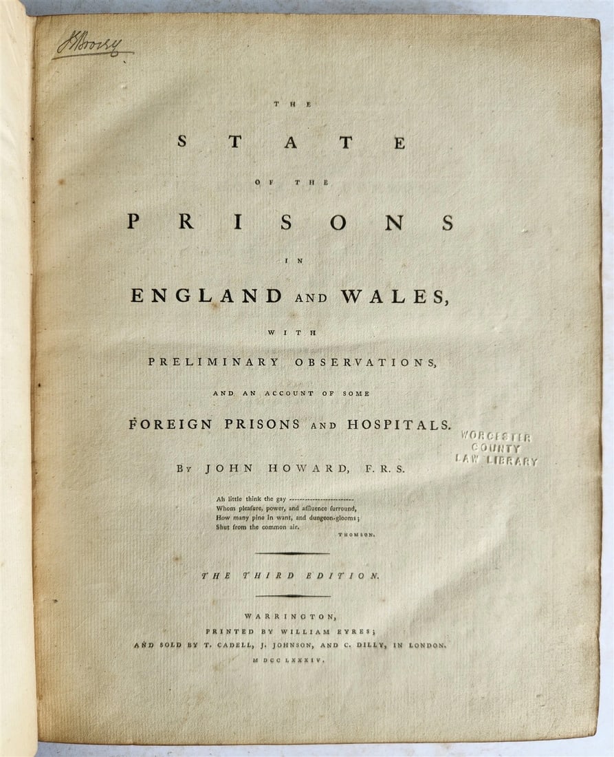 1784 STATE of PRISONS in ENGLAND including Europe & Russia ANTIQUE illustrated - 2