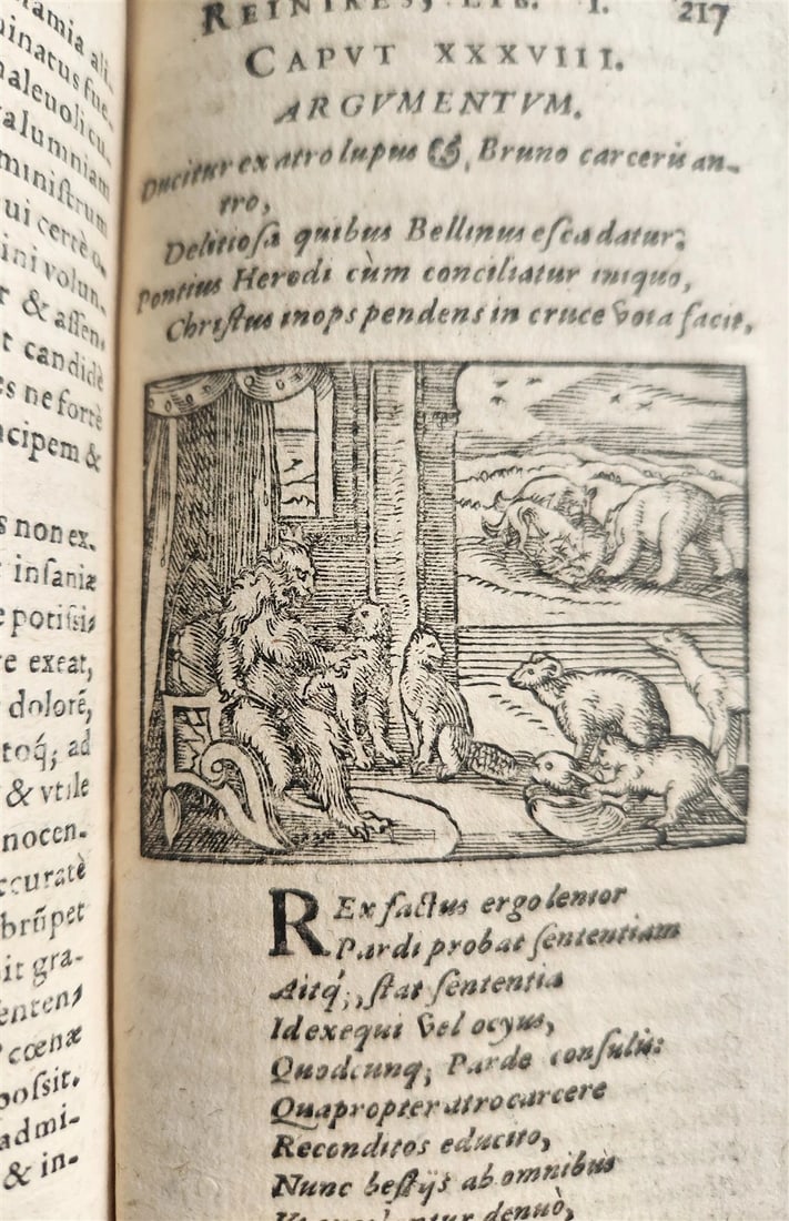 1595 REYNARD the FOX in LATIN illustrated by Jost Amman & Virgil Solis ANTIQUE - 16