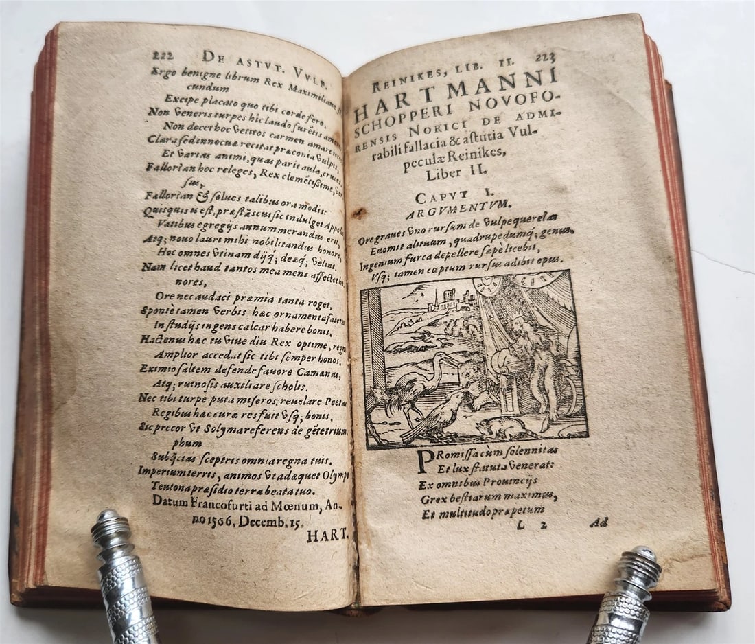 1595 REYNARD the FOX in LATIN illustrated by Jost Amman & Virgil Solis ANTIQUE - 2