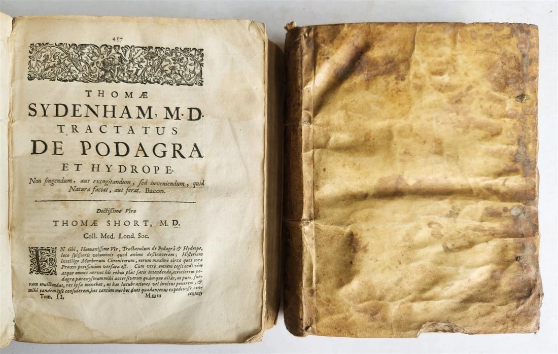 1723 MEDICAL TREATISE on ARTHRITIS & PODAGRA 2 volumes ANTIQUE vellum binding - 14