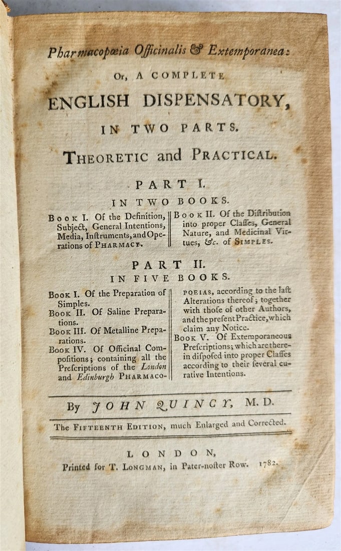 1782 PHARMACOPOEIA Officinalis & Extemporanea: English Dispensatory ANTIQUE (1 of 13)
