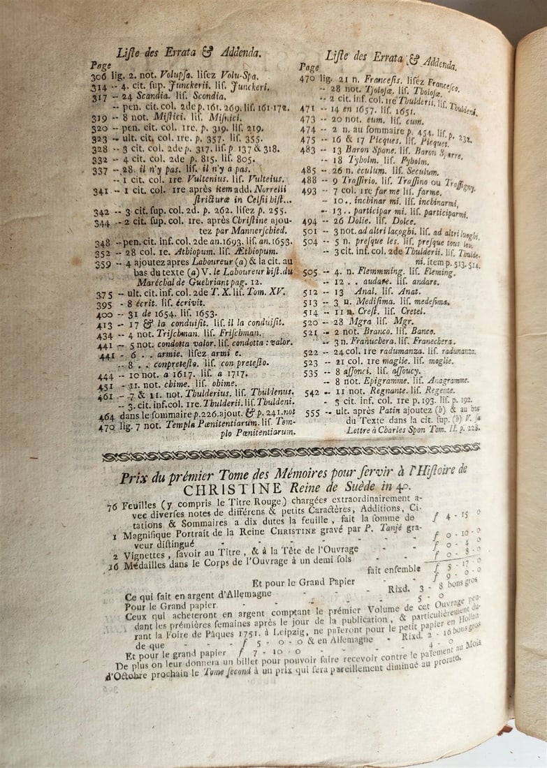 1751 MEMOIRS of CHRISTINE QUEEN of SWEDEN 2 VOLUMES in FRENCH antique - 11