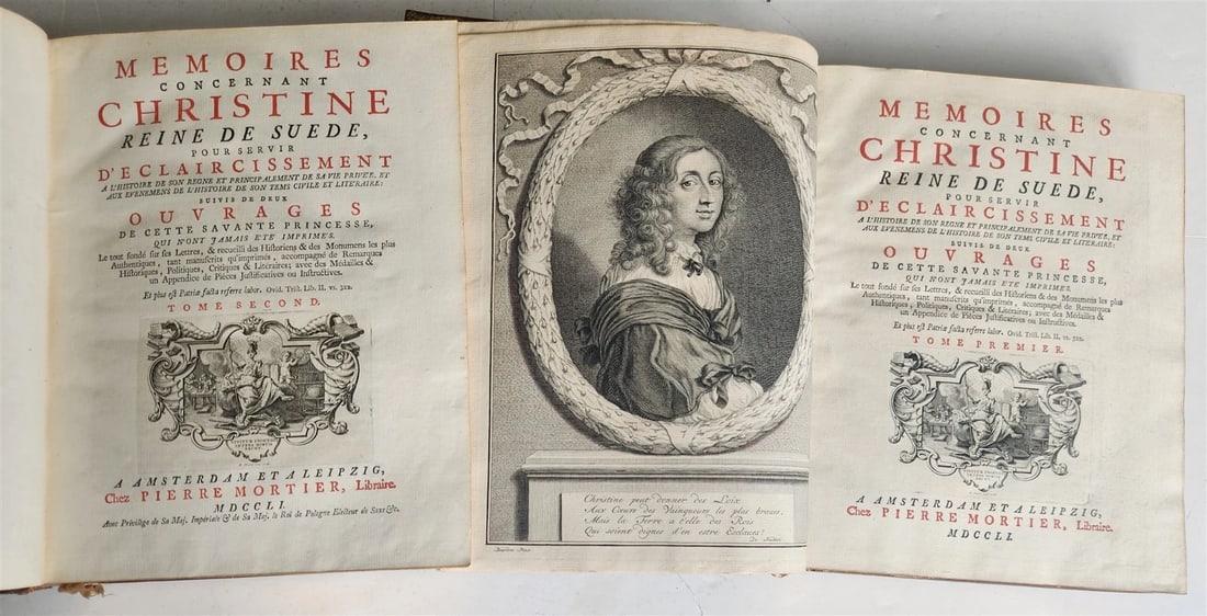 1751 MEMOIRS of CHRISTINE QUEEN of SWEDEN 2 VOLUMES in FRENCH antique: Title: 1751 MEMOIRS of CHRISTINE QUEEN of SWEDEN 2 VOLUMES in FRENCH antique Description: MEMOIRES concernant CHRISTINE REINE DE SUEDE, pour servire D'Eclaircissement a L'Histoire de son regne et