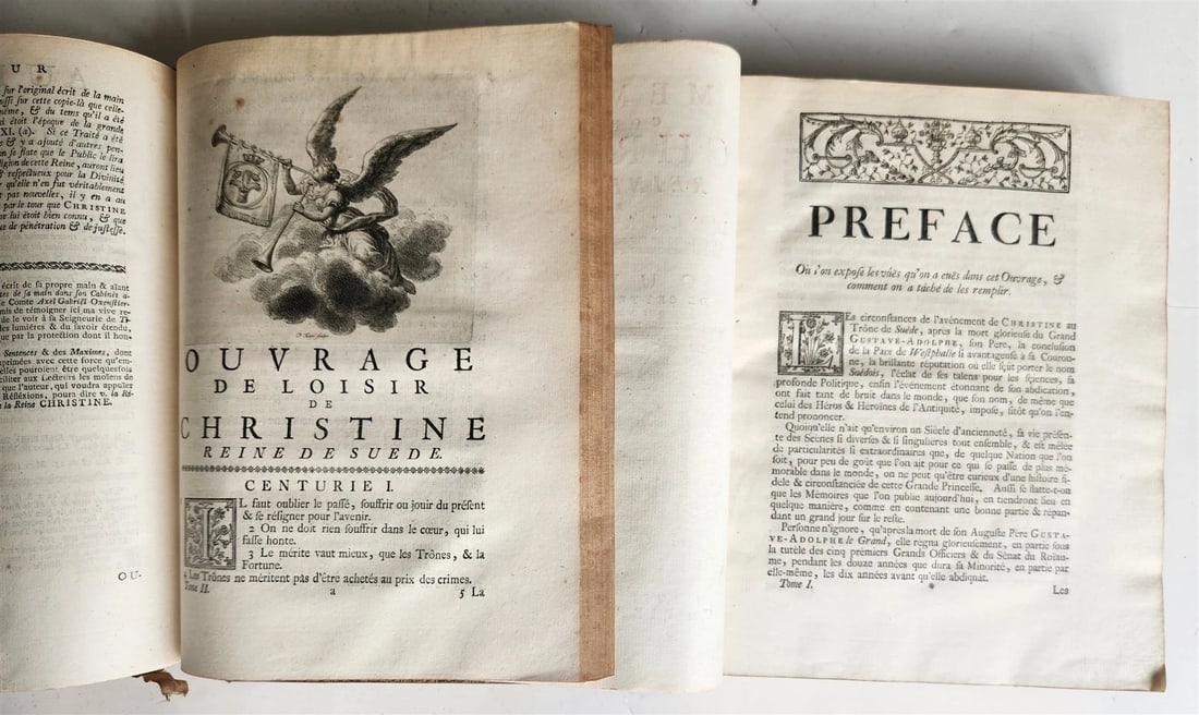 1751 MEMOIRS of CHRISTINE QUEEN of SWEDEN 2 VOLUMES in FRENCH antique - 4