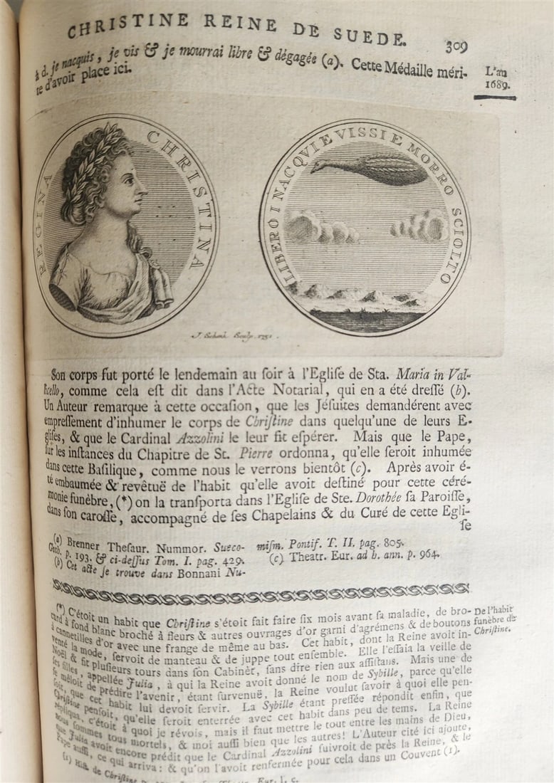 1751 MEMOIRS of CHRISTINE QUEEN of SWEDEN 2 VOLUMES in FRENCH antique - 9