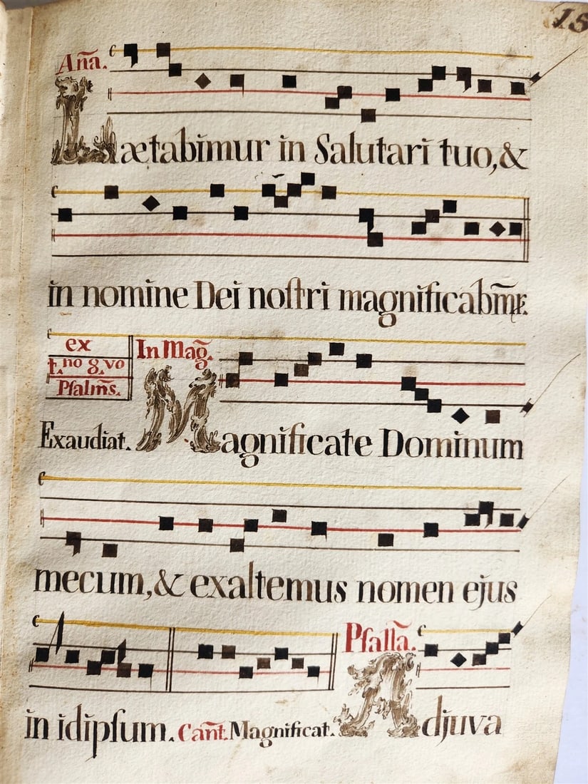 16-17th CENTURY ANTIPHONARY MANUSCRIPT antique FOLIO 92 pp. AMAZING BINDING - 9