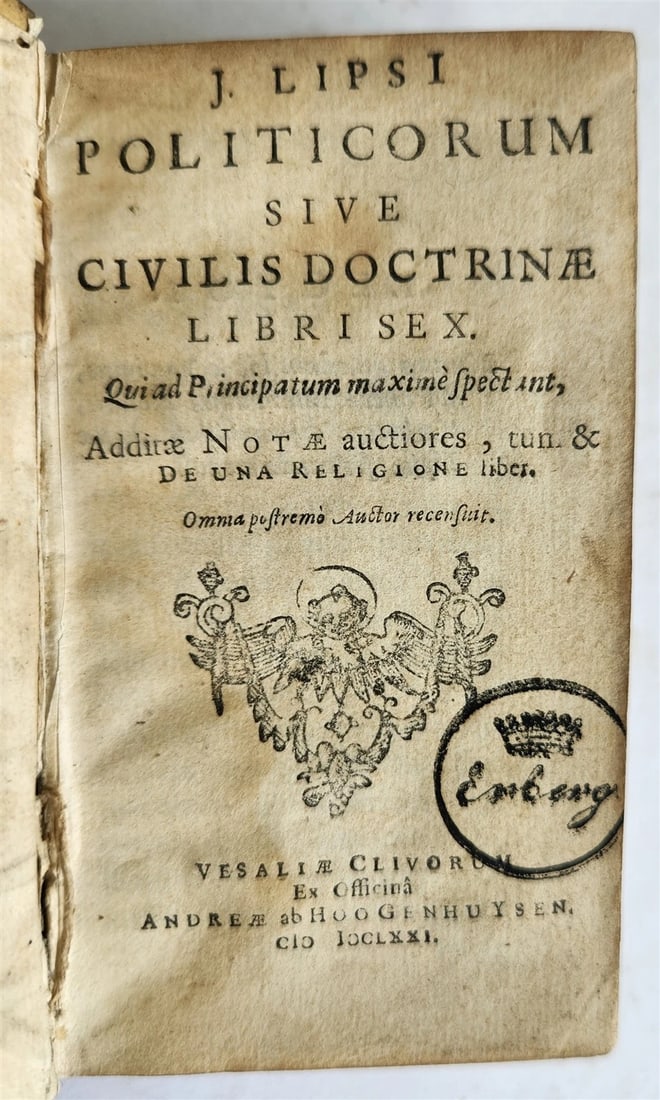 1671 LIPSIUS Politicorum Sive Civilis Doctrinae antique VELLUM BINDING - 2