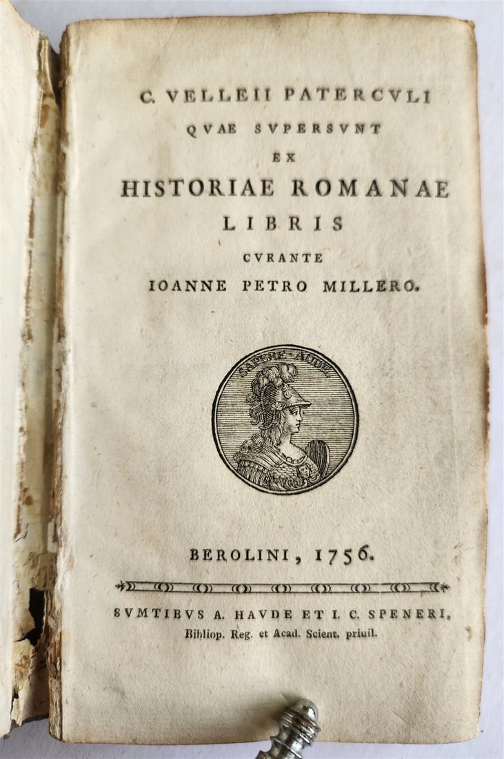 1756 ROMAN HISTORY by Velleius Paterculus antique VELLUM BINDING: Title: 1756 ROMAN HISTORY by Velleius Paterculus antique VELLUM BINDING Description: Velleius Paterculus, C. Quae supersunt ex historiae romanae libris. Berolini; 1756. Original vellum binding with ma