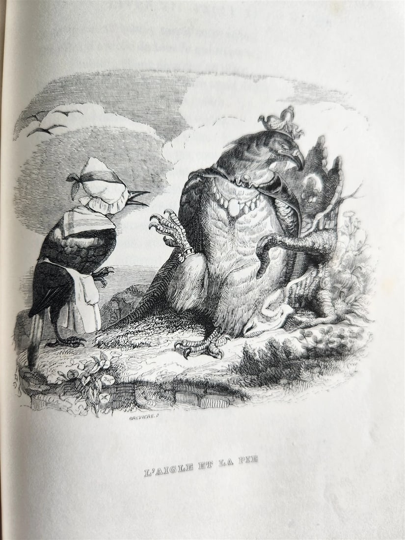 1839 FABLES by LA FONTAINE 2 VOLUMES illustrated ANTIQUE in FRENCH - 12