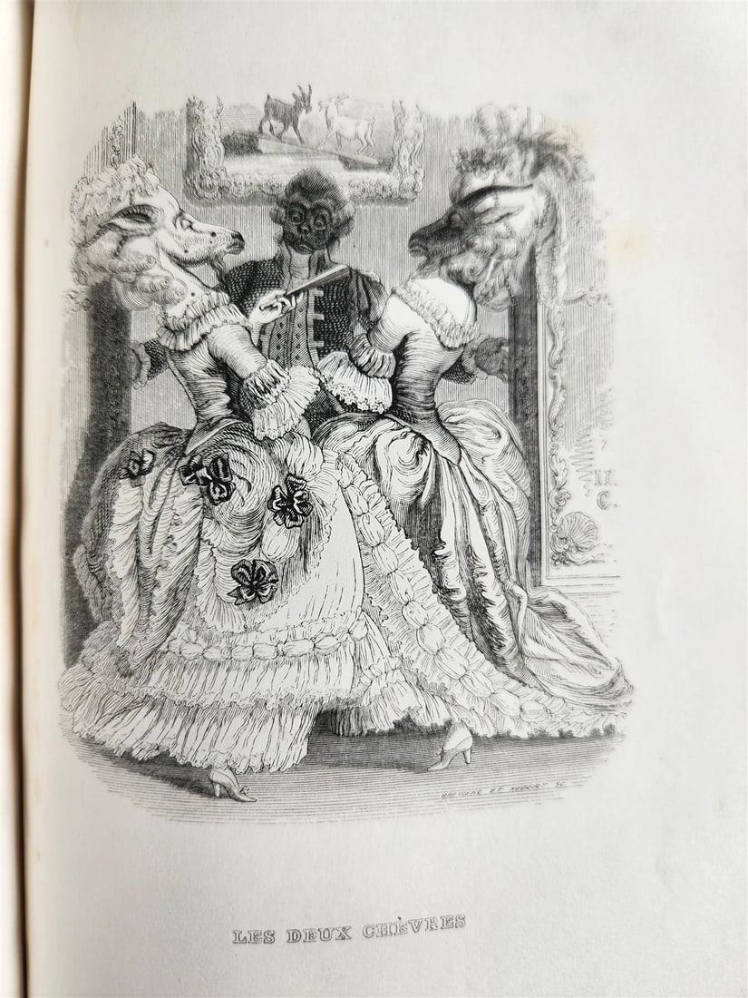 1839 FABLES by LA FONTAINE 2 VOLUMES illustrated ANTIQUE in FRENCH - 16