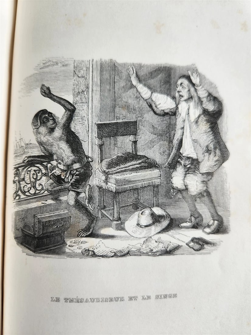 1839 FABLES by LA FONTAINE 2 VOLUMES illustrated ANTIQUE in FRENCH - 17