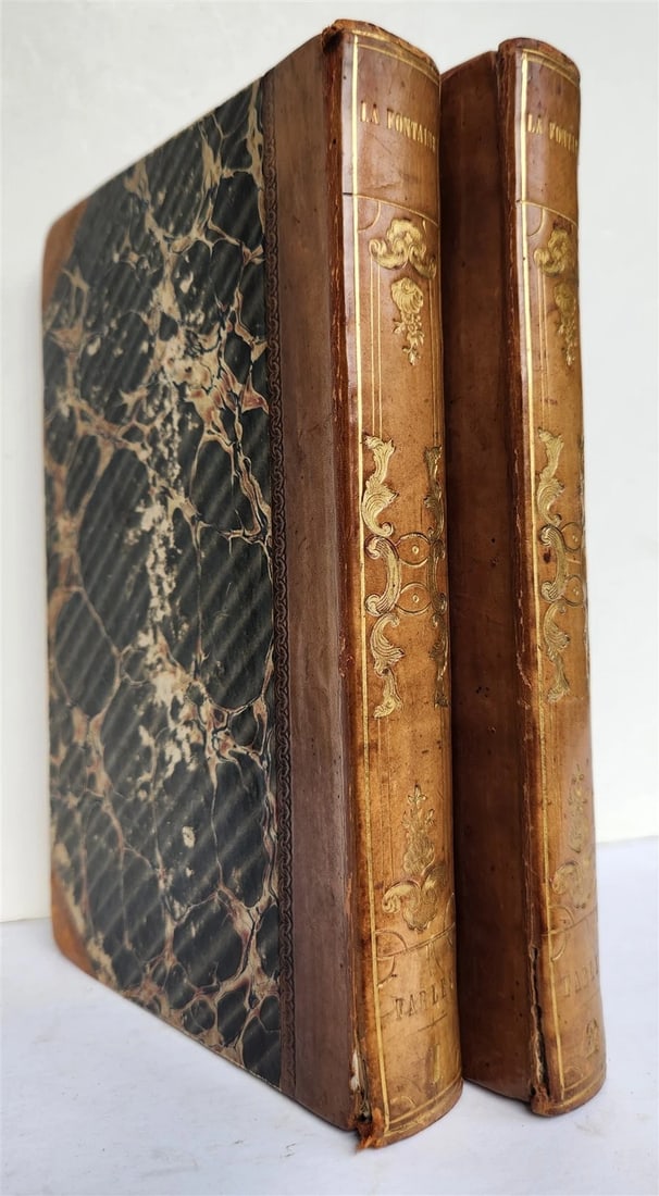 1839 FABLES by LA FONTAINE 2 VOLUMES illustrated ANTIQUE in FRENCH - 2