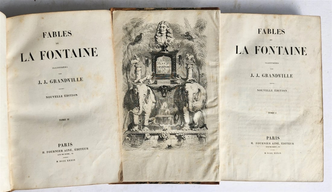 1839 FABLES by LA FONTAINE 2 VOLUMES illustrated ANTIQUE in FRENCH - 3