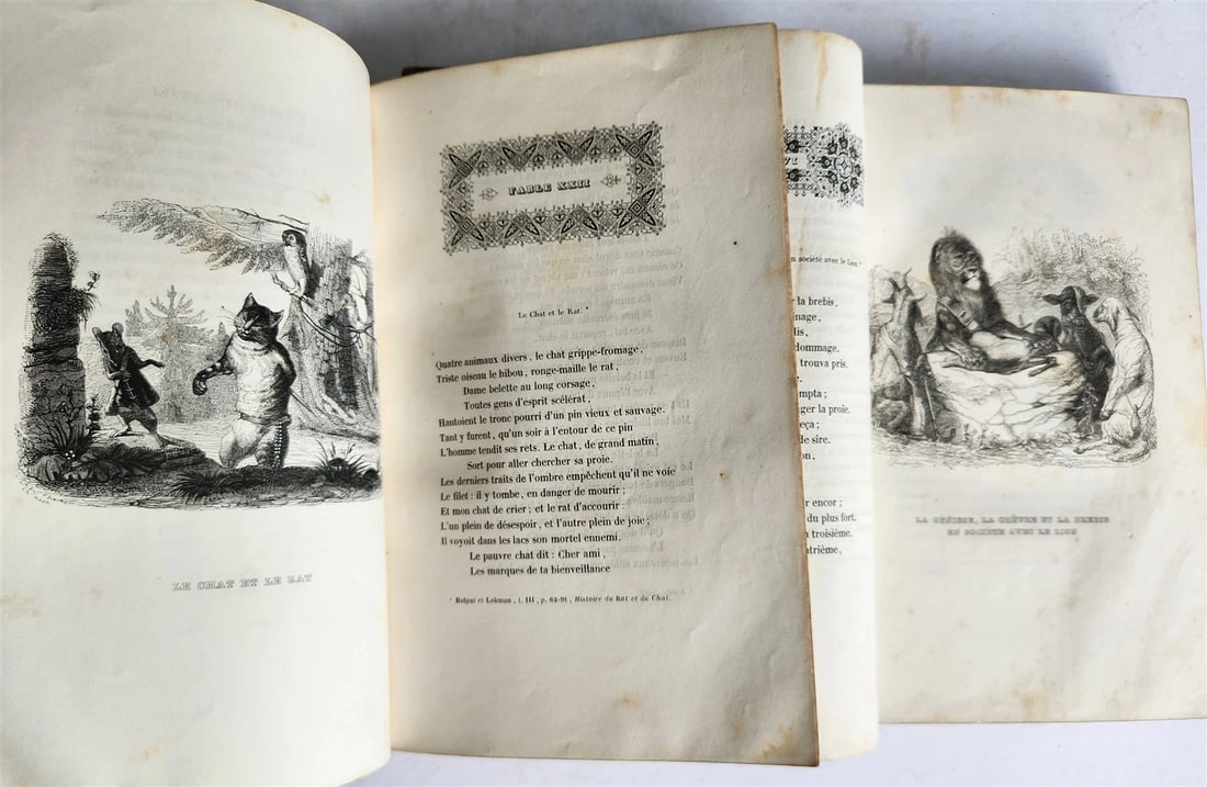 1839 FABLES by LA FONTAINE 2 VOLUMES illustrated ANTIQUE in FRENCH - 5