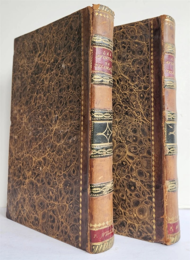 1814 LES AVENTURES de TELEMAQUE by FENELON 2 VOLUMES in FRENCH ANTIQUE - 3