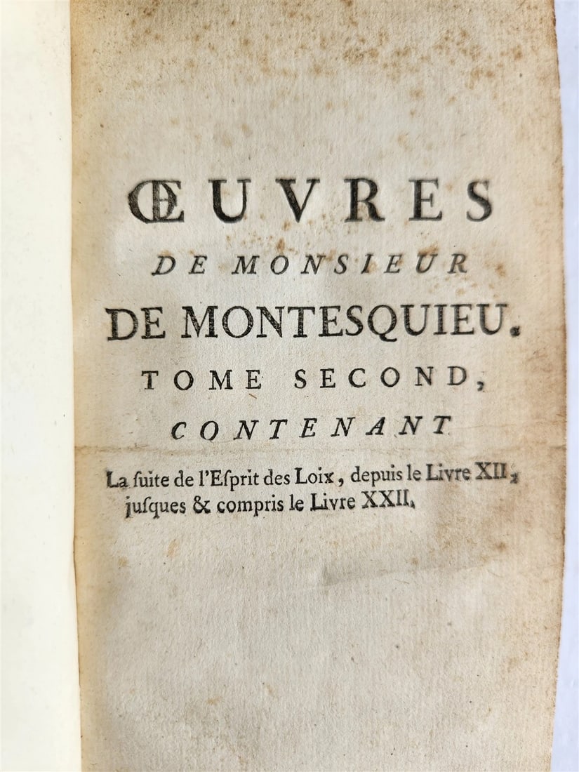1764 OEUVRES de Monsieur de MONTESQUIEU 6 VOLUMES SET in FRENCH ANTIQUE - 6