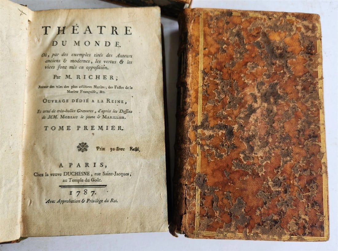 1787 THEATRE du MONDE by M. RICHER ILLUSTRATED 4 VOLUMES SET in FRENCH ANTIQUE - 2