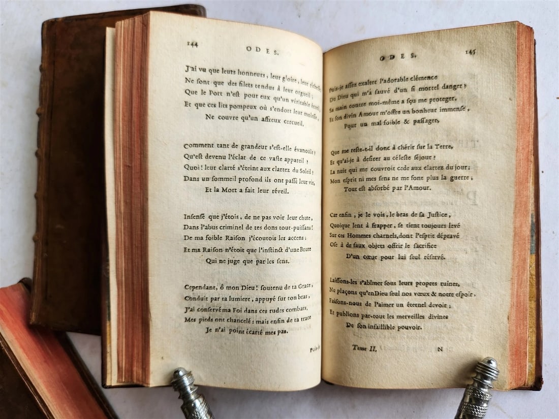 1743 by OEUVRES DIVERSES by Jean-Baptiste ROSSEAU 4 VOLUMES in FRENCH ANTIQUE - 11