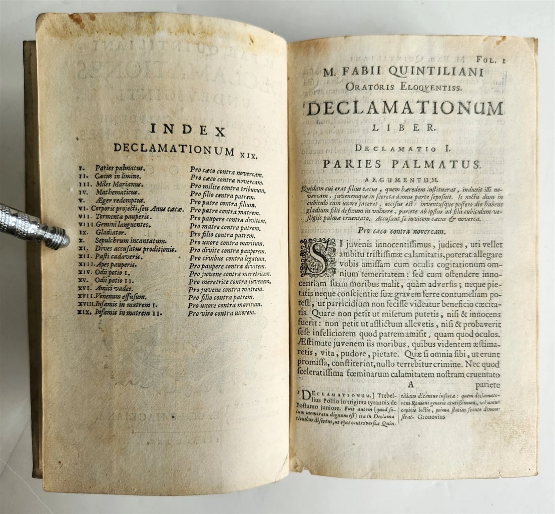 1665 Declamationes by QUINTILLIANUS antique vellum bound - 4