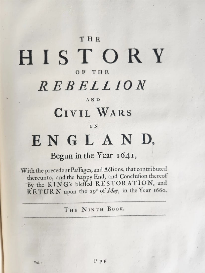 1707 HISTORY of REBELLION & CIVIL WARS in ENGLAND BEGUN in 1641 antique 4 FOLIOS - 16