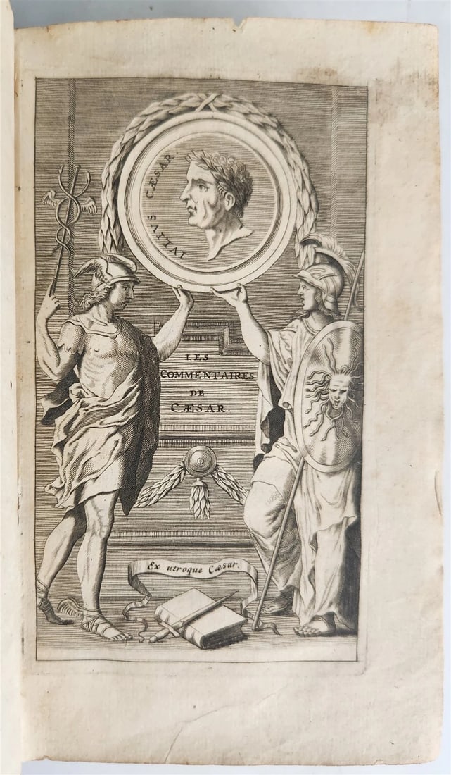 1678 JULIUS CAESAR COMMENTARIES ILLUSTRATED w/ MAP antique in FRENCH (1 of 8)