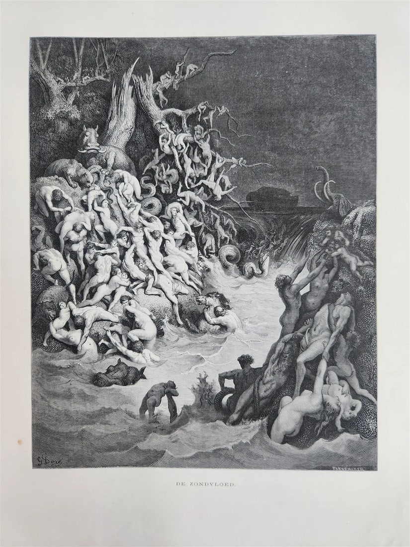 1870 BIBLE in DUTCH GUSTAVE DORE LLUSTRATED MASSIVE FOLIO antique 200 plates - 12