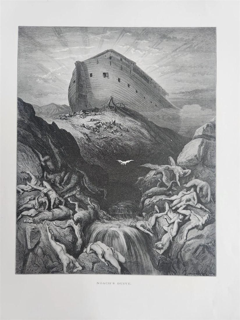 1870 BIBLE in DUTCH GUSTAVE DORE LLUSTRATED MASSIVE FOLIO antique 200 plates - 14