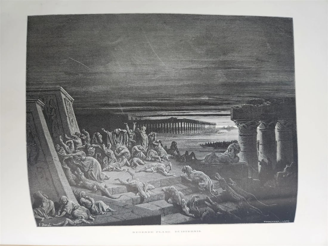 1870 BIBLE in DUTCH GUSTAVE DORE LLUSTRATED MASSIVE FOLIO antique 200 plates - 18