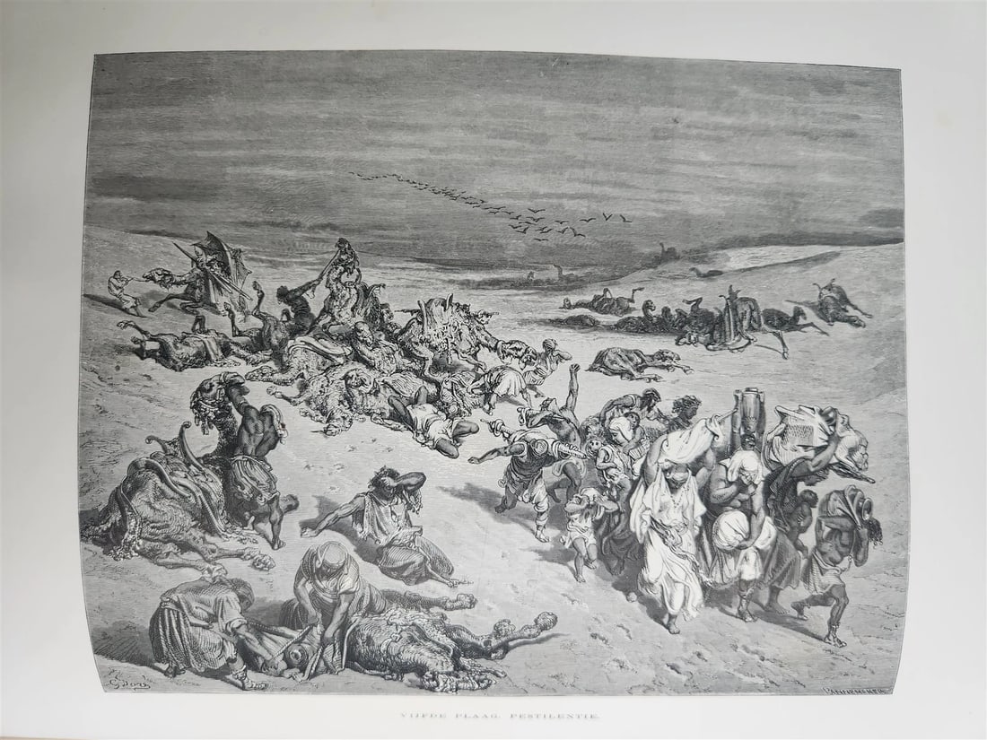 1870 BIBLE in DUTCH GUSTAVE DORE LLUSTRATED MASSIVE FOLIO antique 200 plates - 19