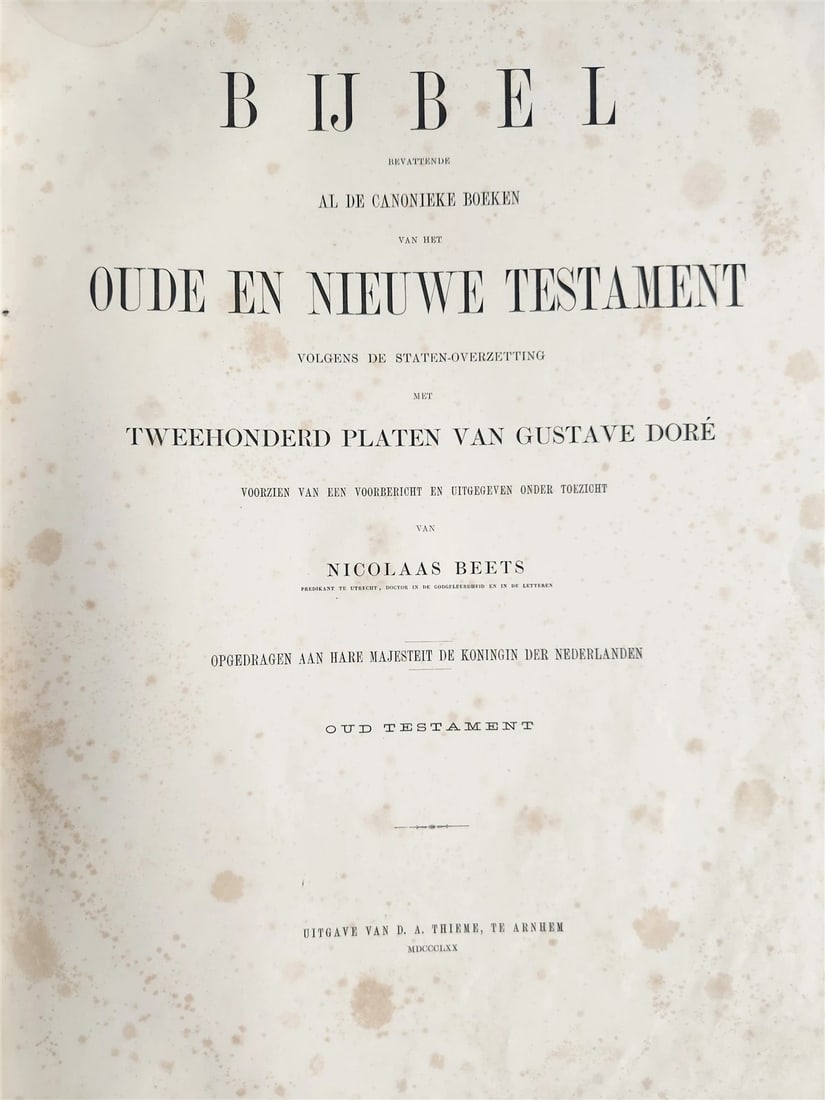 1870 BIBLE in DUTCH GUSTAVE DORE LLUSTRATED MASSIVE FOLIO antique 200 plates - 6