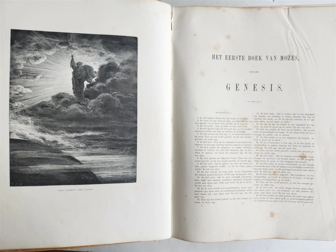 1870 BIBLE in DUTCH GUSTAVE DORE LLUSTRATED MASSIVE FOLIO antique 200 plates - 7
