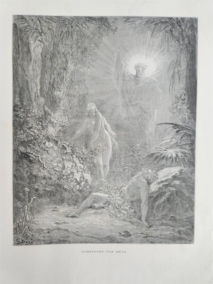1870 BIBLE in DUTCH GUSTAVE DORE LLUSTRATED MASSIVE FOLIO antique 200 plates - 8