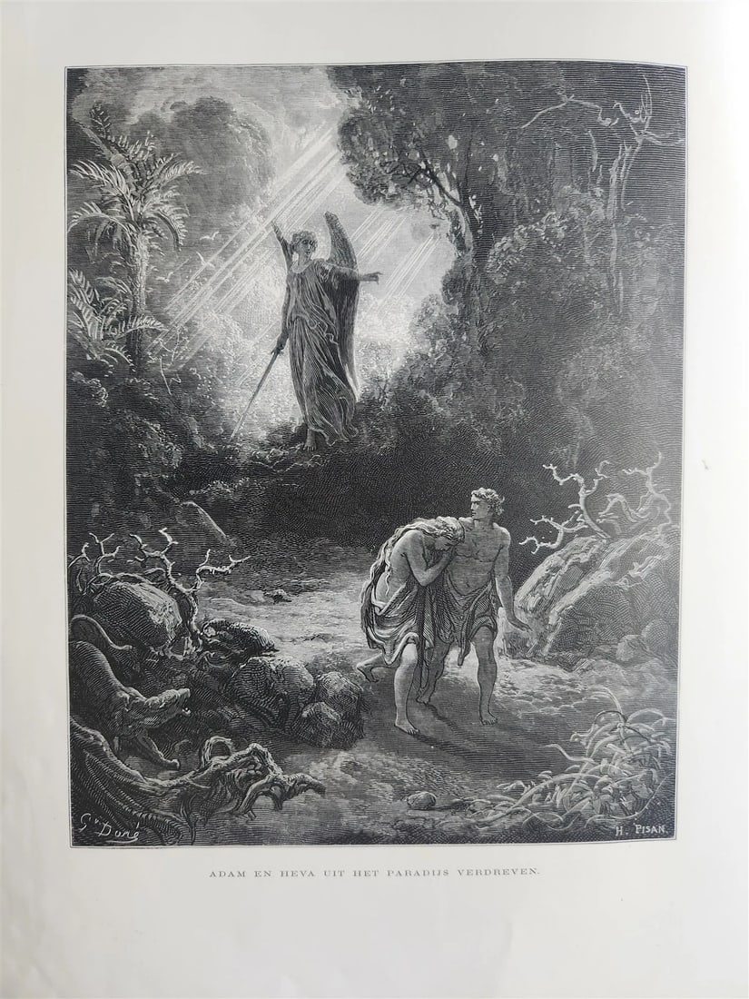1870 BIBLE in DUTCH GUSTAVE DORE LLUSTRATED MASSIVE FOLIO antique 200 plates - 9