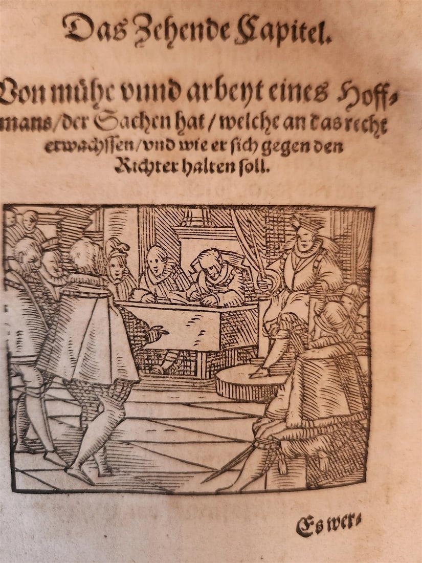 1593 ILLUSTRATED GERMAN COURT RULES antique 16th century VELLUM BINDING rare - 12