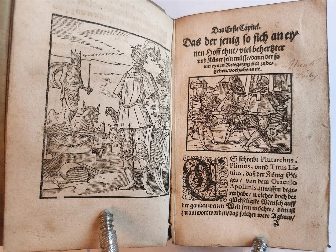 1593 ILLUSTRATED GERMAN COURT RULES antique 16th century VELLUM BINDING rare: Title: 1593 ILLUSTRATED GERMAN COURT RULES antique 16th century VELLUM BINDING rare Description: Antonio de Gueverra Der Hofleut Wecker Strasbourg: Berbhard Jobin; 1593 The book contains advices and r