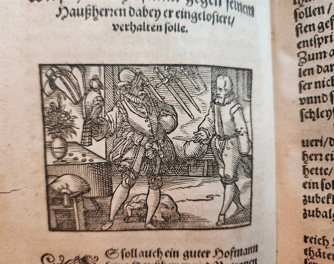 1593 ILLUSTRATED GERMAN COURT RULES antique 16th century VELLUM BINDING rare - 6