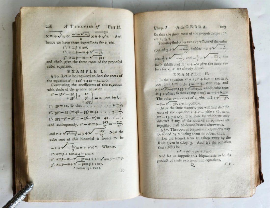 1771 Treatise of Algebra ILLUSTRATED antique in ENGLISH - 10