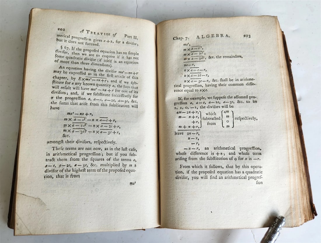 1771 Treatise of Algebra ILLUSTRATED antique in ENGLISH - 8