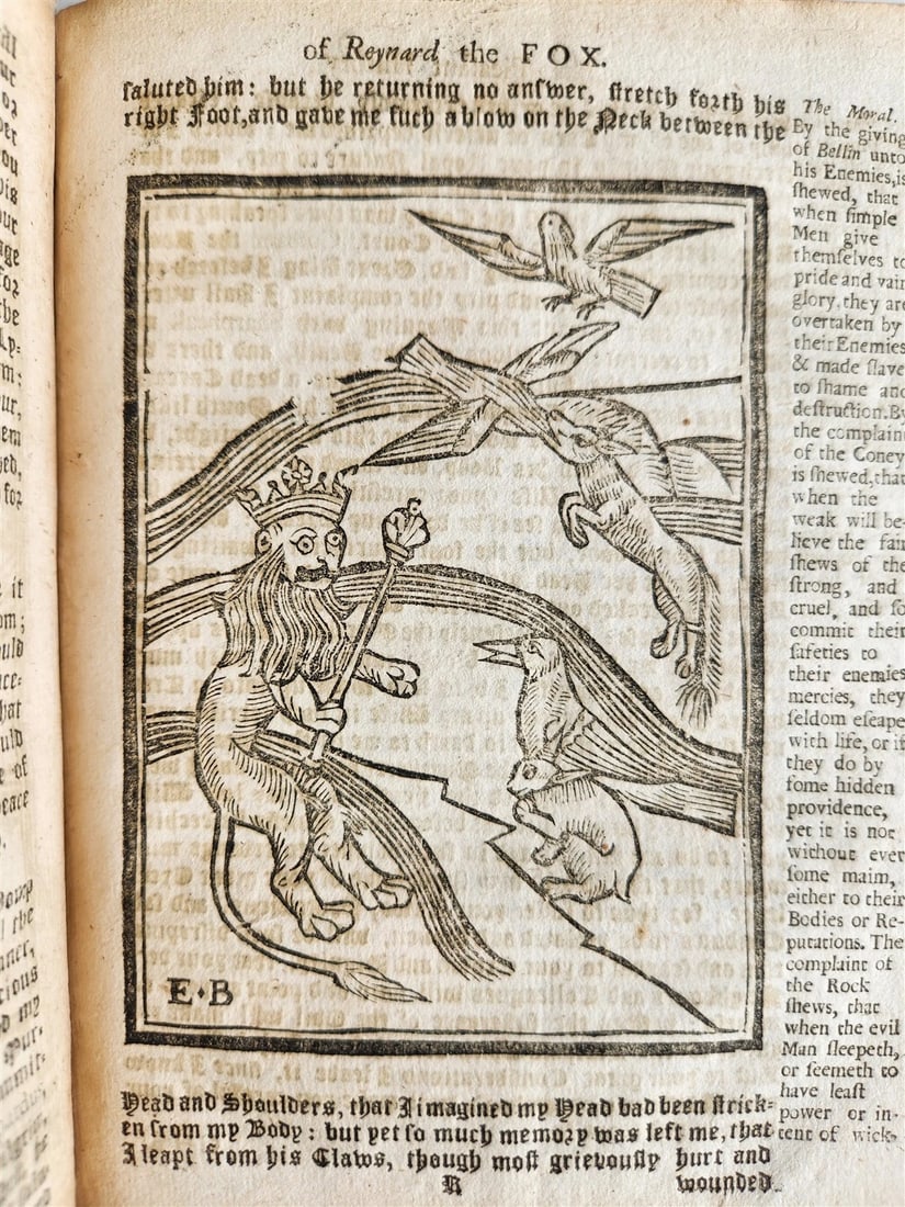 1701 REYNARD THE FOX in ENGLISH antique ILLUSTRATED w/ WOODCUTS - 16