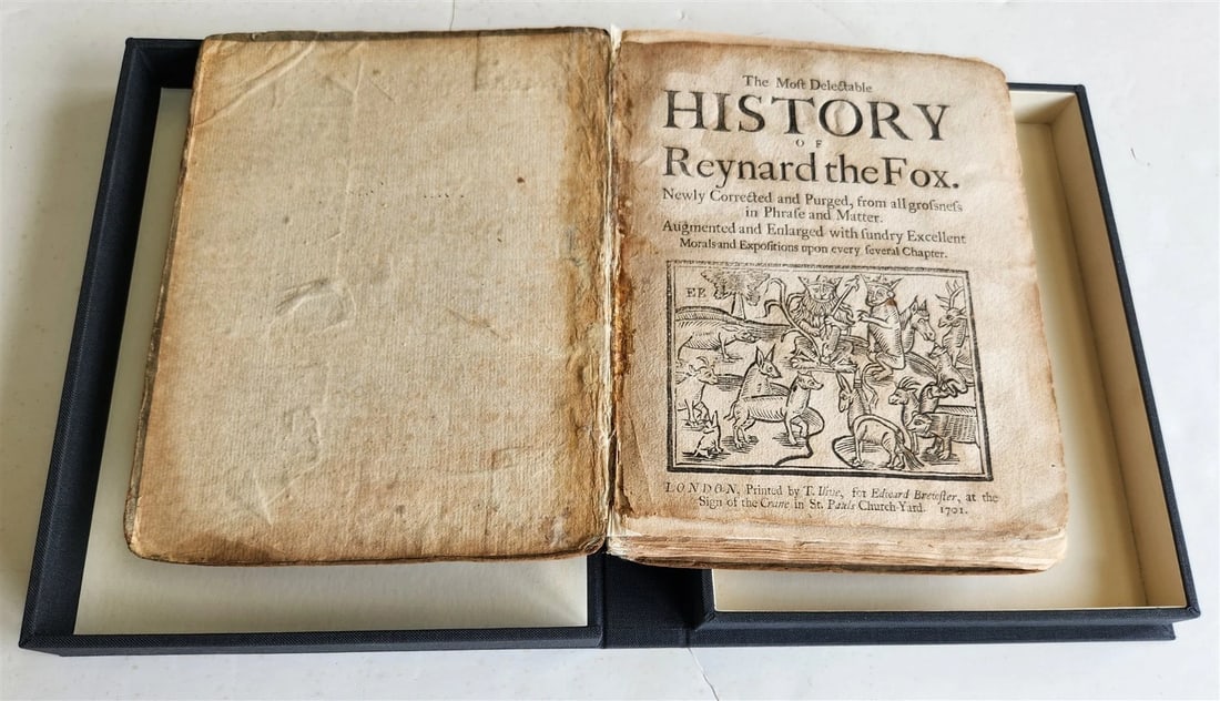 1701 REYNARD THE FOX in ENGLISH antique ILLUSTRATED w/ WOODCUTS (1 of 20)