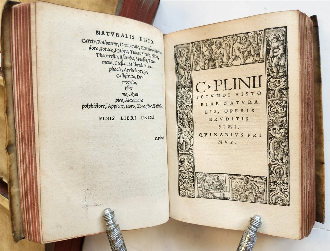 1565 PLINIUS encyclopaedia of natural history 5 VELLUM BOUND VOLUMES 16c ANTIQUE - 11