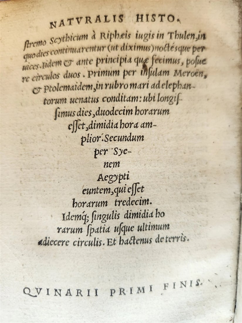 1565 PLINIUS encyclopaedia of natural history 5 VELLUM BOUND VOLUMES 16c ANTIQUE - 12