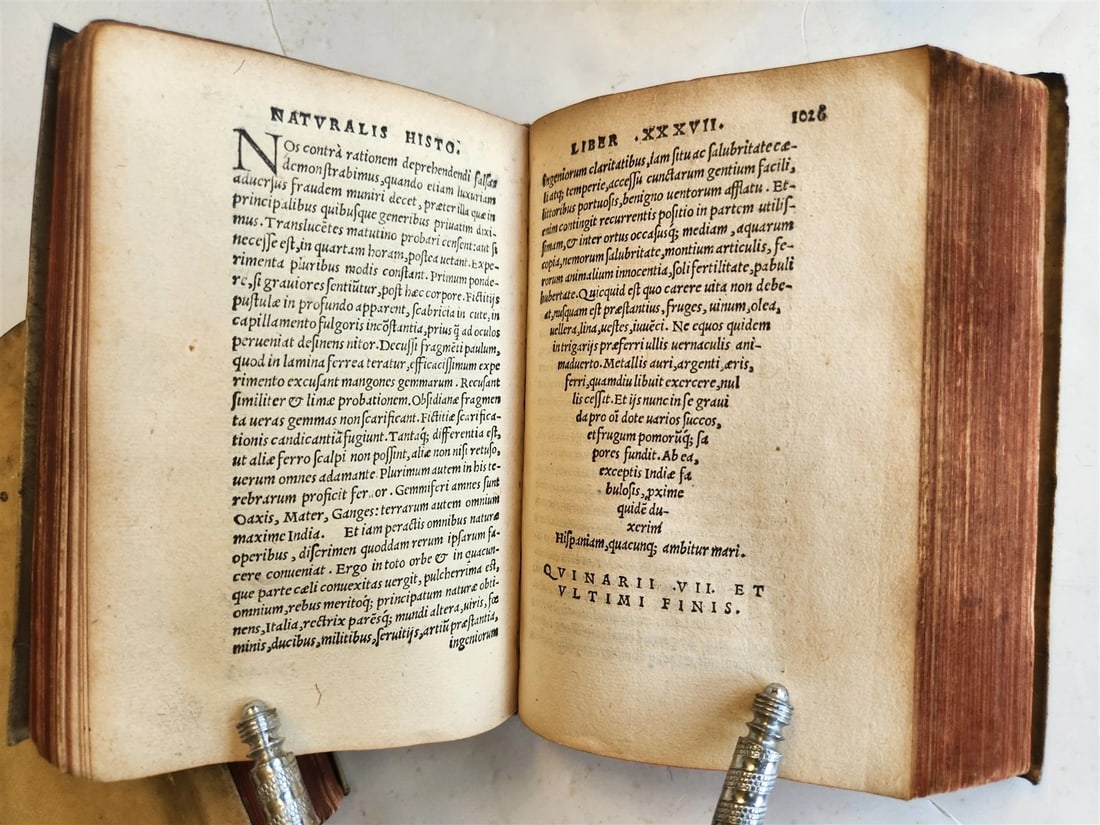 1565 PLINIUS encyclopaedia of natural history 5 VELLUM BOUND VOLUMES 16c ANTIQUE - 20