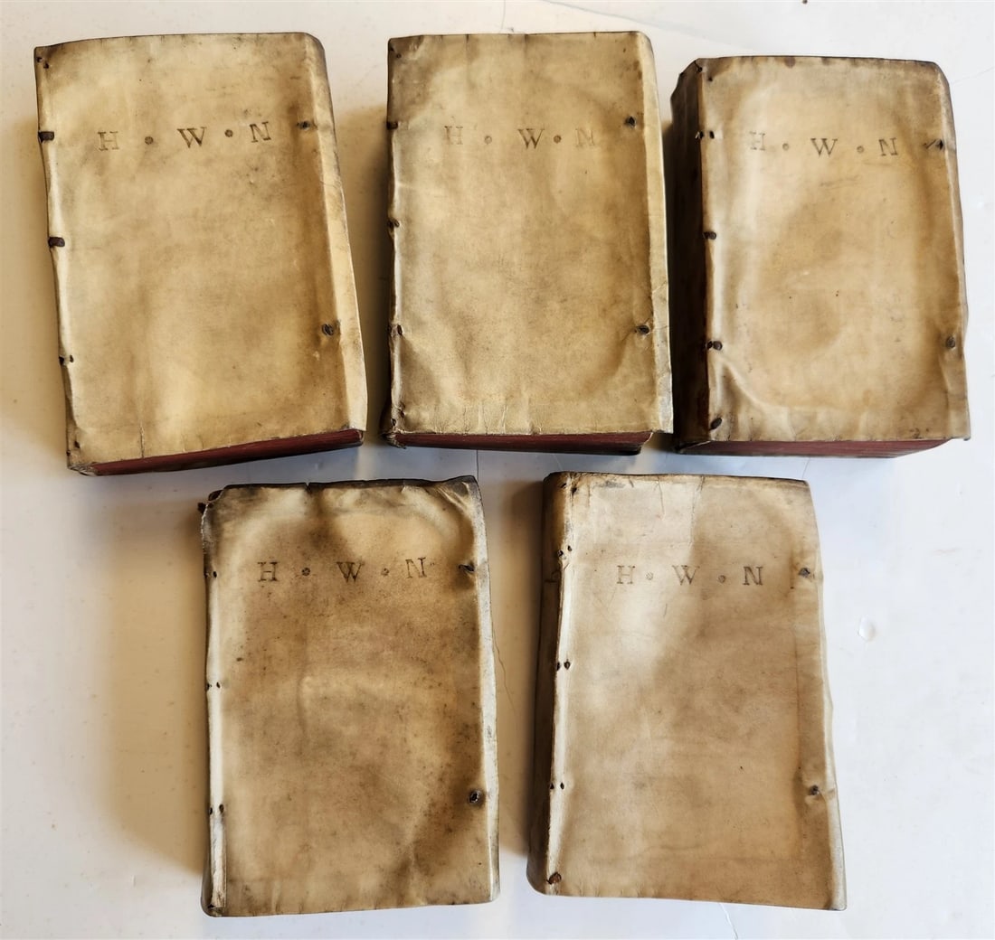 1565 PLINIUS encyclopaedia of natural history 5 VELLUM BOUND VOLUMES 16c ANTIQUE - 4